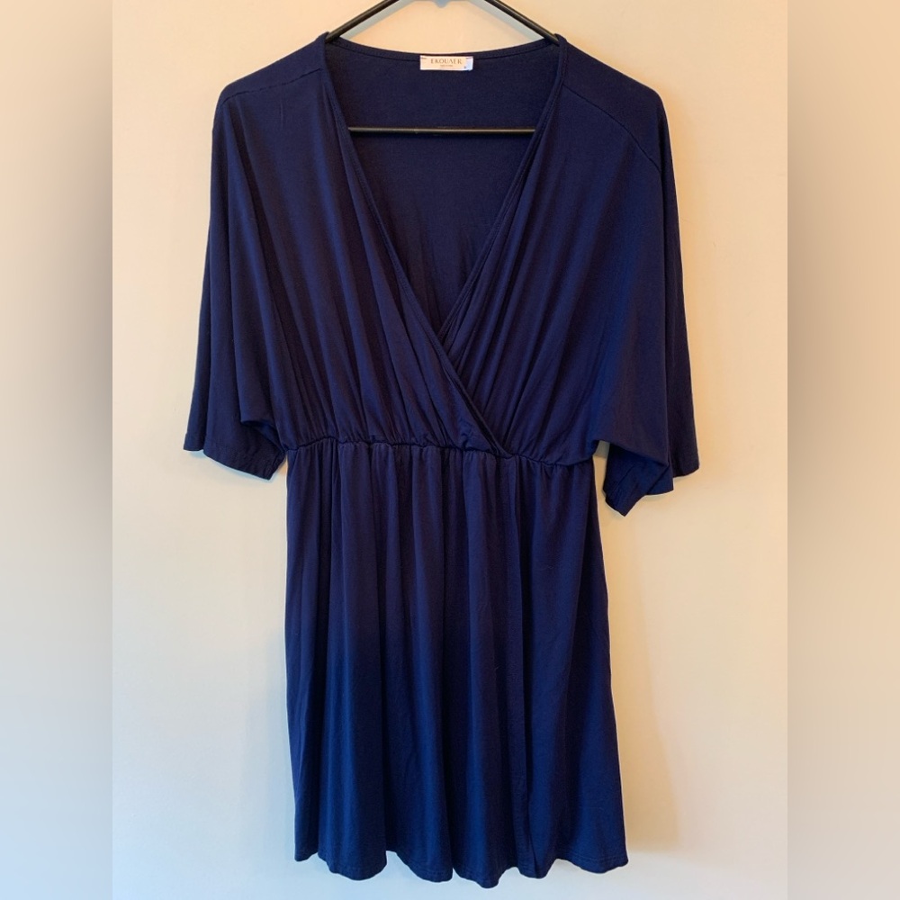 EKOUAER Deep Blue Wrap Style Dress